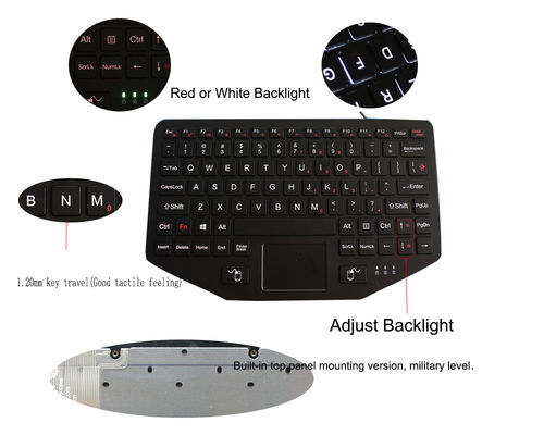 Усиливанная промышленная клавиатура с сенсорной панелью освещает держатель контржурным светом панели