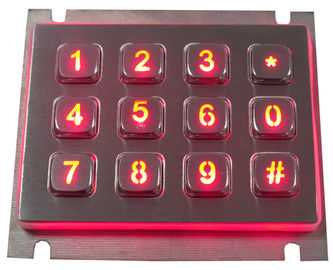 12 кнопочная панель металла USB IP65 ключей динамическая с красным или голубым вандалом backlight упорным