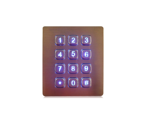 Подсвеченные числовая клавиатура интерфейса 12 матрицы плана кнопочной панели металла IP65 ориентированные на заказчика ключевая