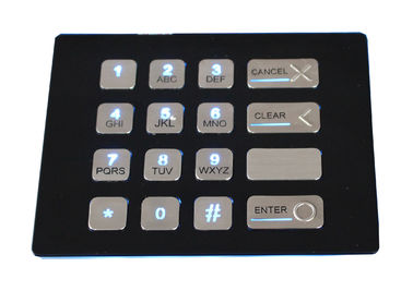 16 ключей выдерживают кнопочная панель USB металла доказательства промышленная черная освещенная контржурным светом численная с матрицей многоточия